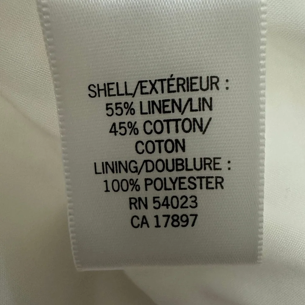 Banana Republic Off White Linen Cotton Wide Leg Ruched Waist Pants Womens 6